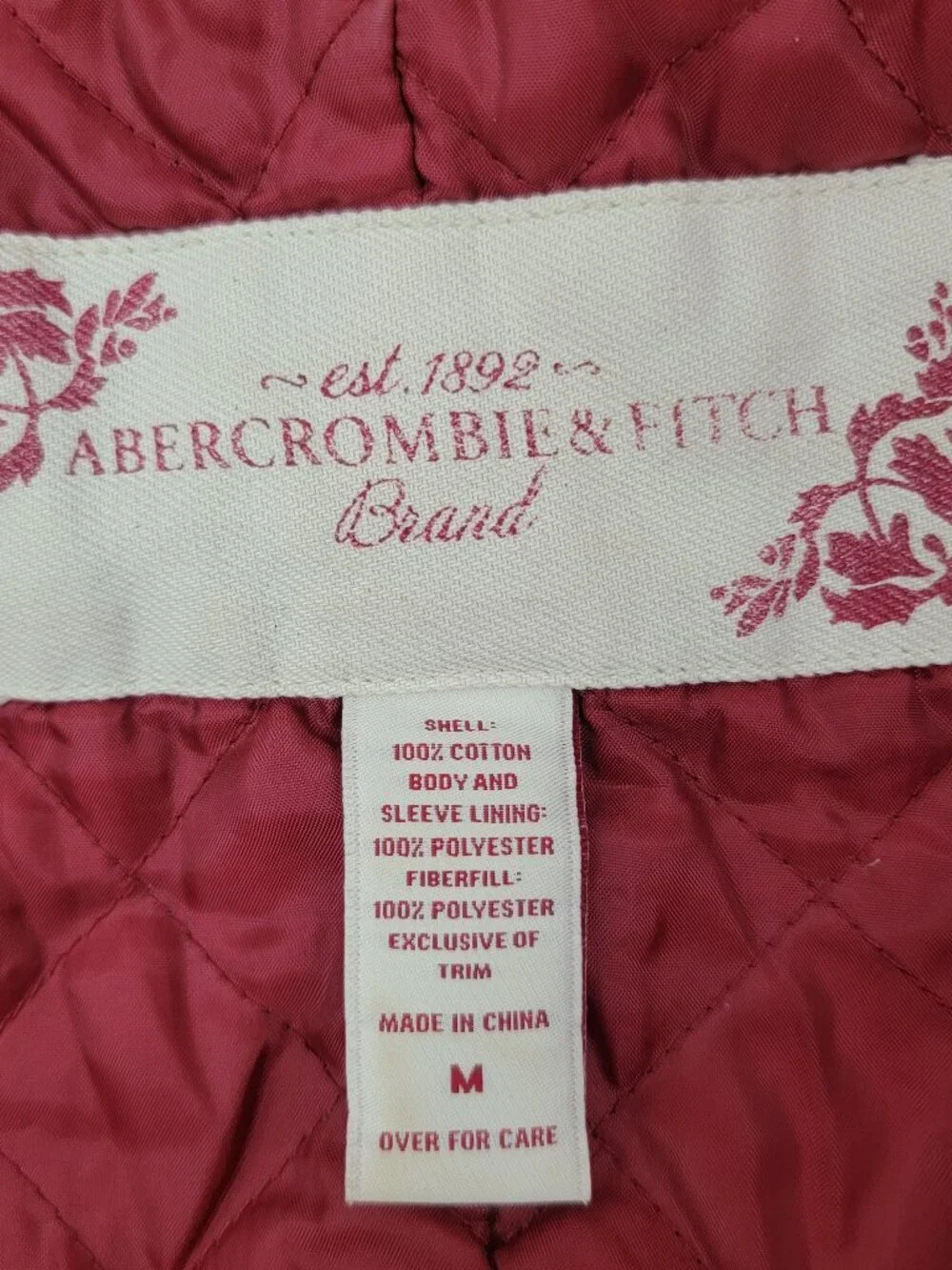 ABERCROMBIE & FITCH Womens Jacket M Cropped GREEN Utility Bomber Quilted VTG Y2K - Picture 9 of 15